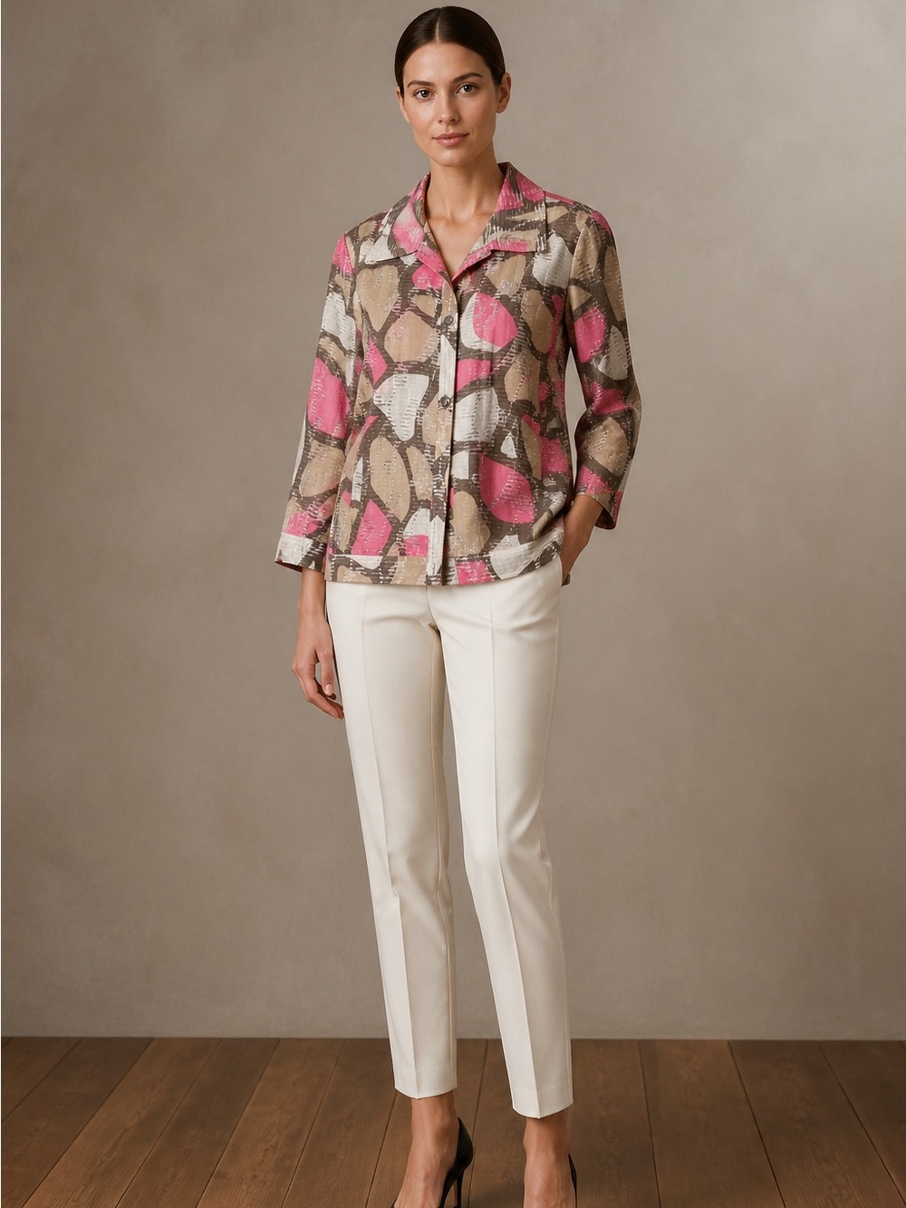 Nancy Bolen City Girl Vtg Lightweight Abstract Button Up Women M Blazer Shacket